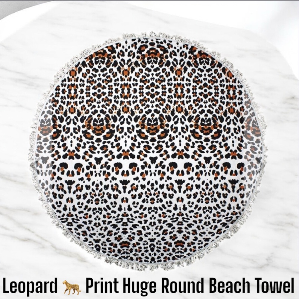 Huge Leopard 🐆 Print Huge Round Beach Towel NWT